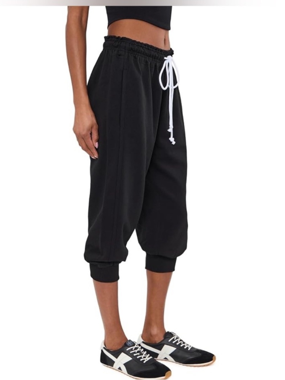 Free People Flutter Cropped Cotton Joggers Black Small NWT⭐️